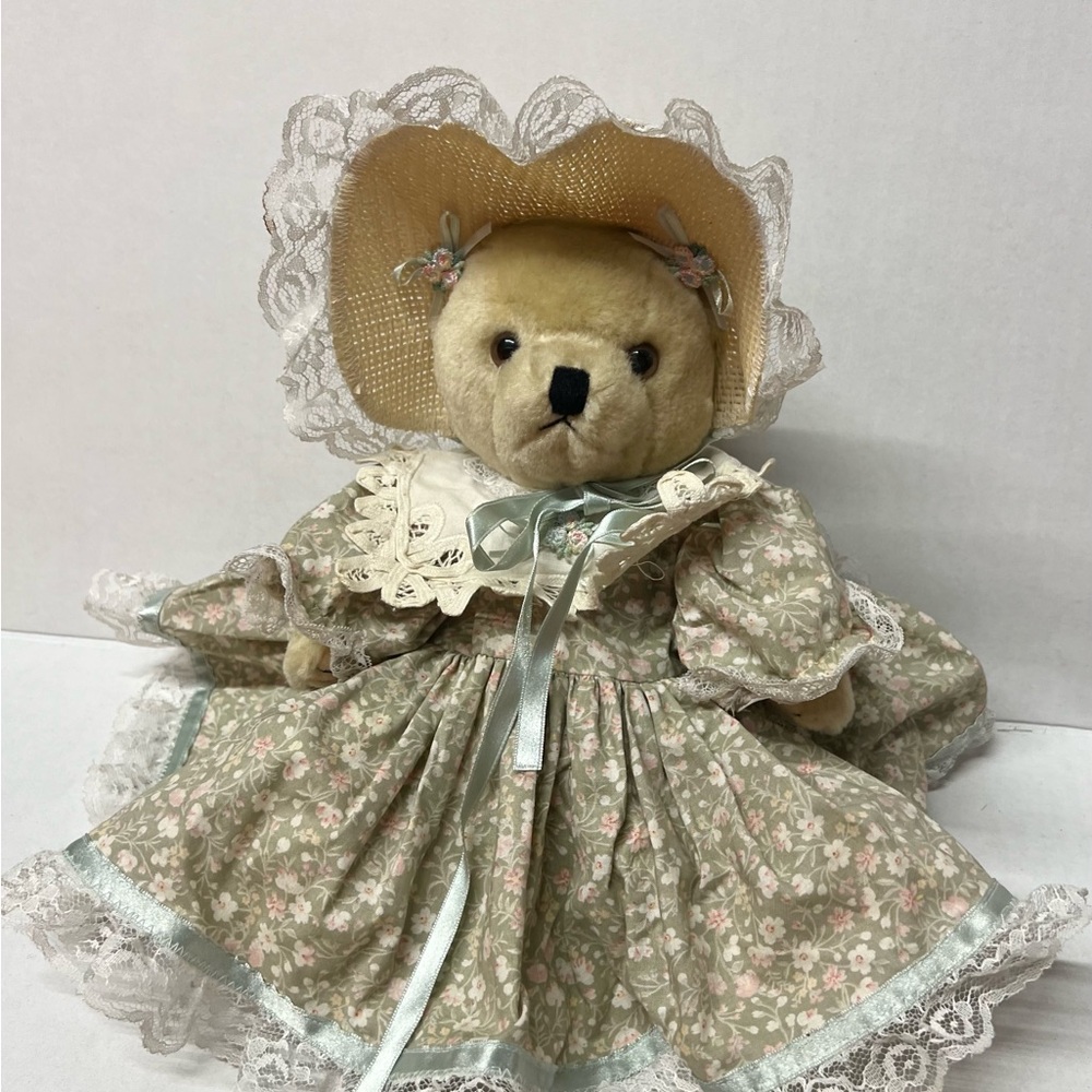 Vintage Floral Dress Teddy Bear with Hat